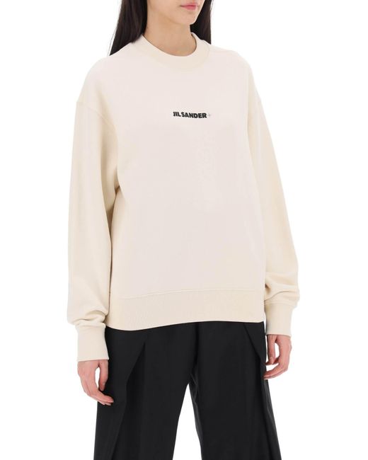 Jil Sander White Crew-Neck Sweatshirt With Logo Print