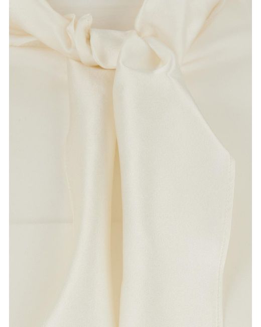 Jucca White Silk Top With Bow Detail, Blouses