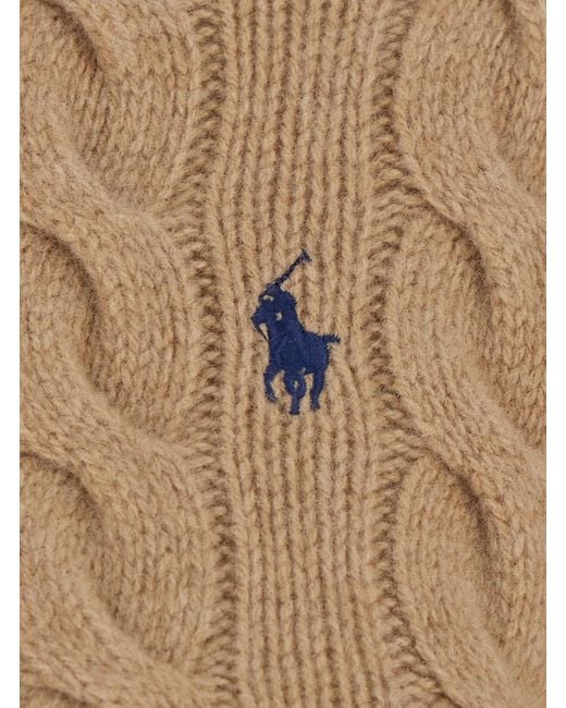 Polo Ralph Lauren Natural Crew Neck Cardigan Wool & Cashmere And Tops
