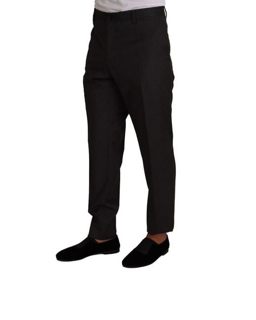 Dolce & Gabbana Black Elegant Wool Dress Trousers for men