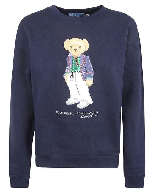 Polo Ralph Lauren Blue Riv Bear Po-Long Sleeve-Sweatshirt