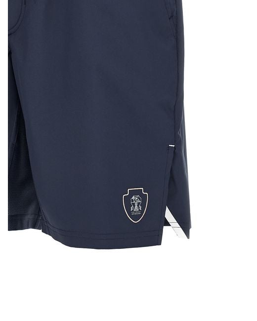 Brunello Cucinelli Blue Polyester Bermuda Shorts for men