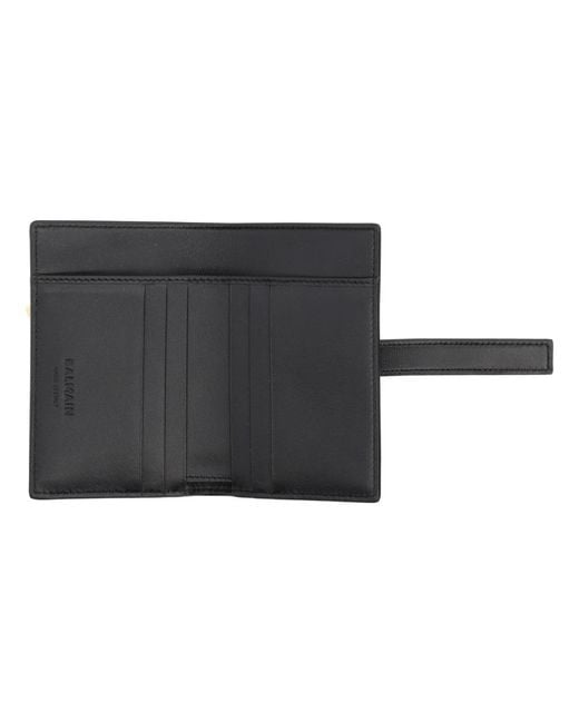 Balmain Black Monogram Card Holder With Padlock Polyester Wallets & Purses for men