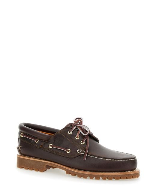 Timberland Brown Loafers Leather Low Block Heel for men