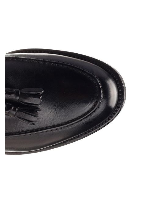 Corvari Black Leather Loafer With Tassels for men