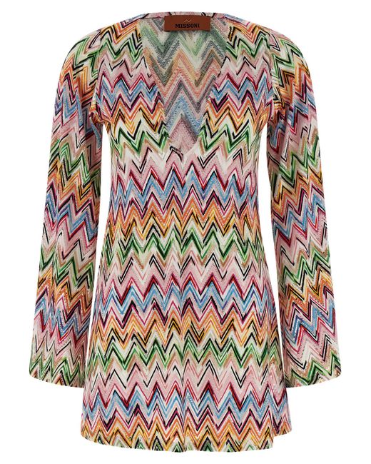 Missoni Multicolor Zig Zag Embroidery Dress Dresses