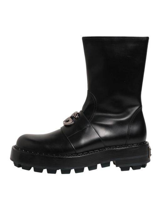 Dolce & Gabbana Black Mv7938 Leather Ankle Boots for men