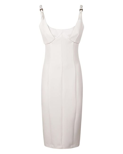 Versace White Cady Bistretch Rear Zip Dress