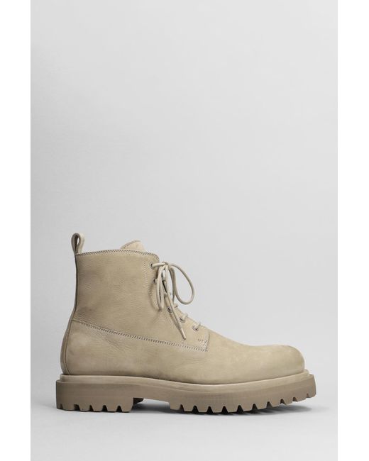 Officine Creative Natural Eventual 020 Combat Boots In Beige Leather for men