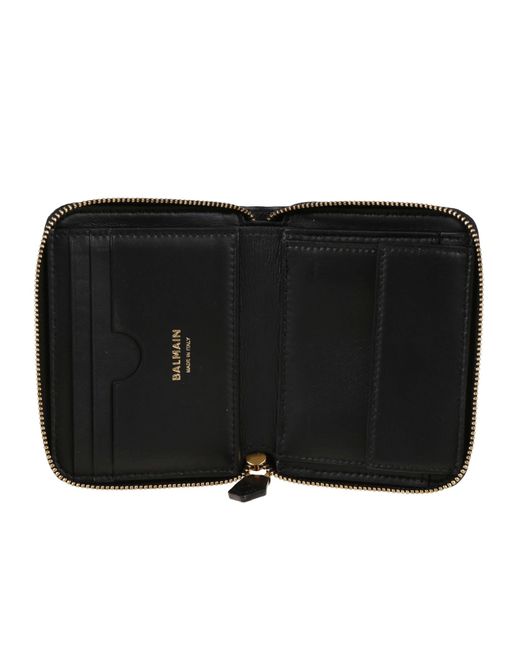 Balmain Black Bbuzz Zipped Wallet-Calfskin