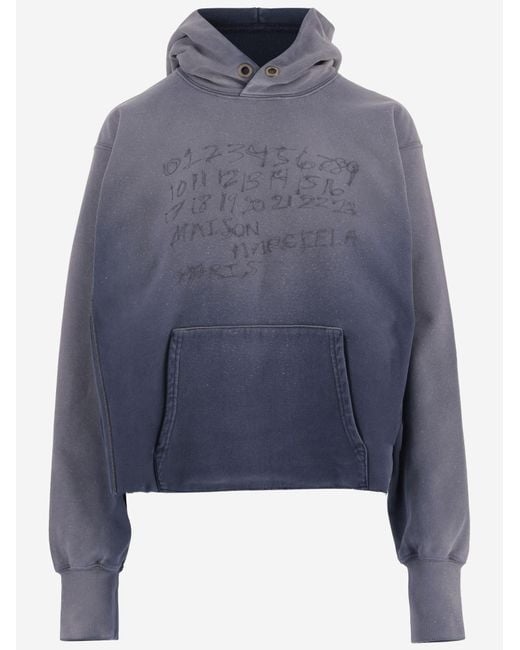 Maison Margiela Blue Cotton Sweatshirt With Logo