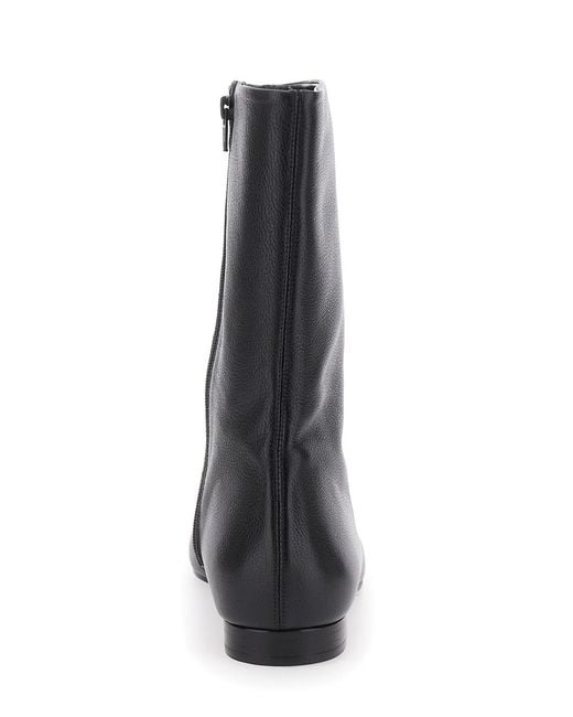 Totême Black Ankle Boots With Pointed Toe Leather