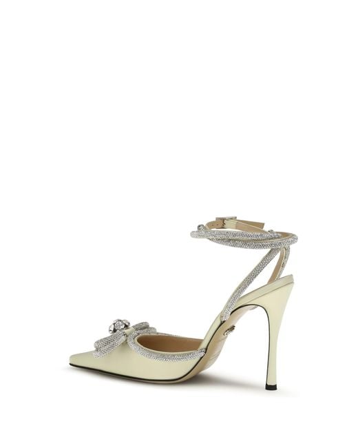 Mach & Mach White Satin Pumps Upper: Silk; Sole: Leather