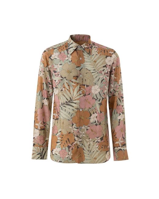 Tom Ford Brown Multicolor Lyocell Pattern Shirt for men