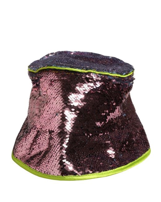 Dolce & Gabbana Red Sequined Bucket Fisherman Capello Hat Cotton Polyethylene Silk for men
