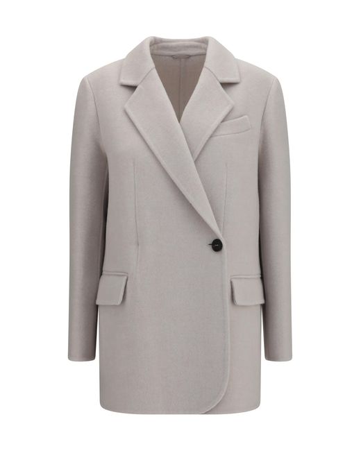 Brunello Cucinelli Gray Single-Breasted Wool And Cashmere Jacket