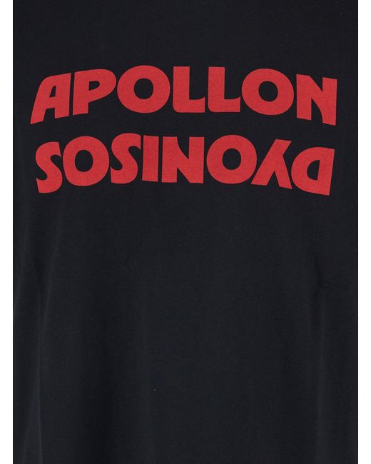Valentino Black Crewneck T-Shirt With Front Print Cotton T-Shirts for men