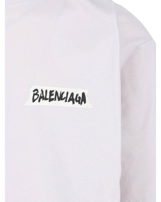 Balenciaga White Masking Tape T-Shirt for men