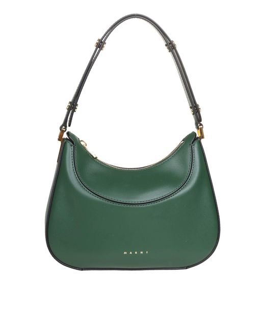 Marni Green Milano Mini Leather Hobo Bag
