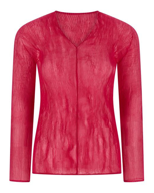 Issey Miyake Pink Chiffon Twist 1 Tops Fuchsia