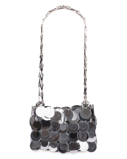 Rabanne White Sparkles Discs Nano Bag