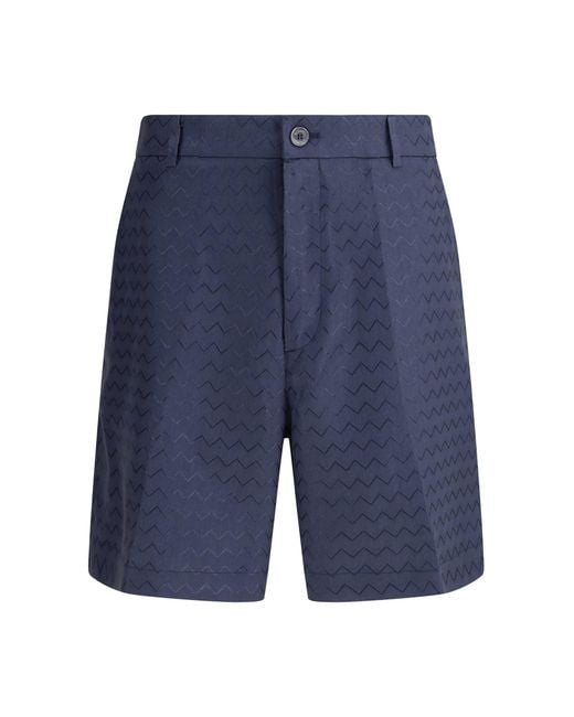 Missoni Blue Tailored Shorts With Shiny Zigzag Pattern for men