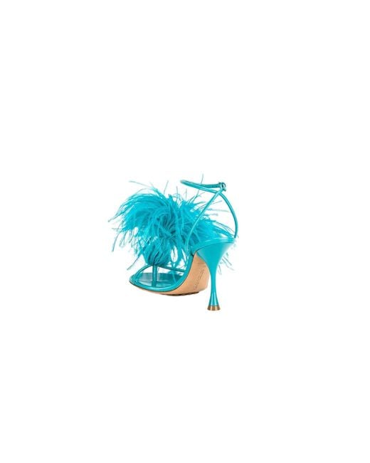 Bottega Veneta Blue 100Mm Dot Feather-Detailed Sandals