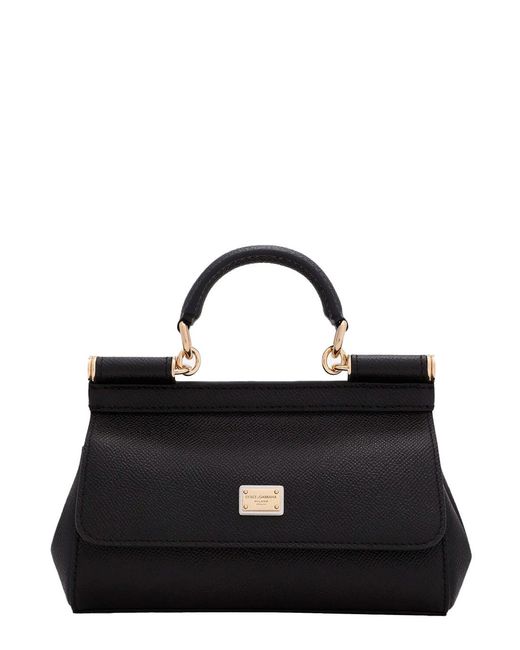 Dolce & Gabbana Black Handbag Sicily Small Grained Leather Handbags