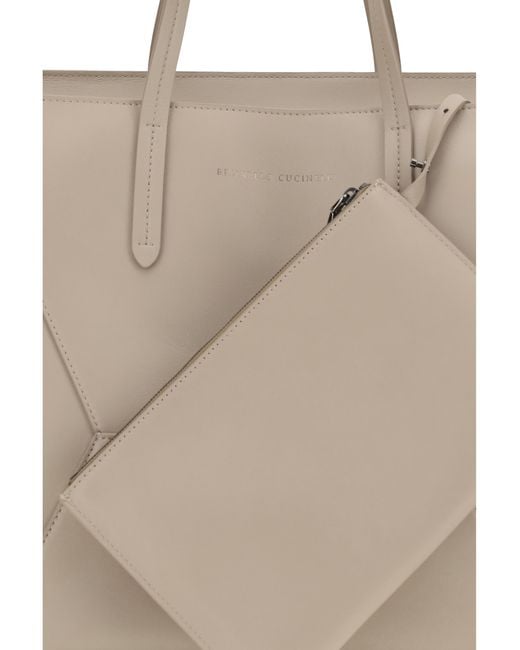 Brunello Cucinelli Natural Leather Tote Bag Calf Bos Taurus Shoulder