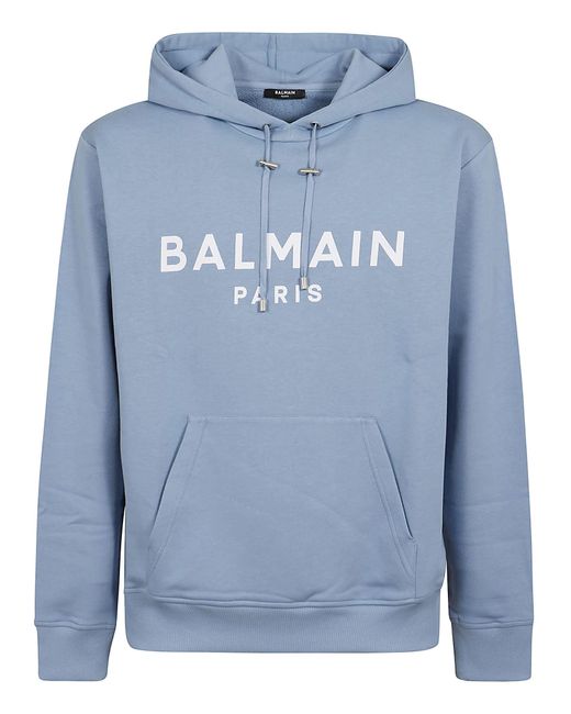 Balmain Blue Printed Hoodie for men