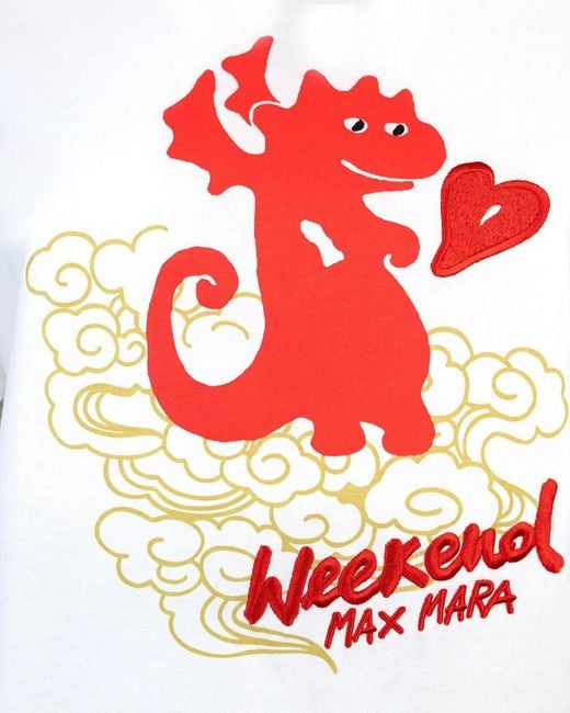Weekend by Maxmara White Logo Embroidered Crewneck T-shirt