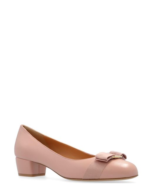 Ferragamo Brown Vara Bow Slip-On Pumps