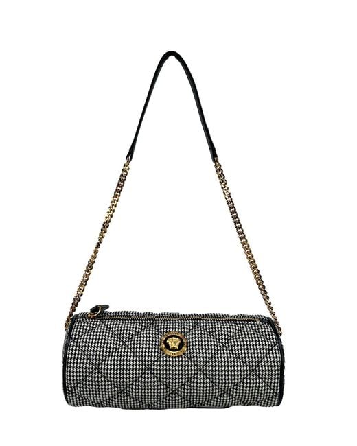 Versace Black Medusa Quilted Evening Sling Crossbody Bag Cotton