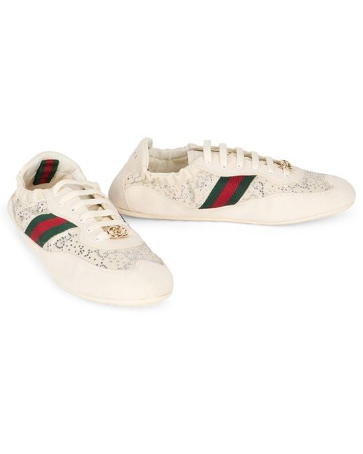 Gucci Natural Sneakers Shift Gg Crystal Calf Skin Trainers