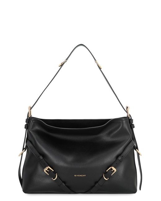 Givenchy Black Voyou Media Leather Shoulder Bag
