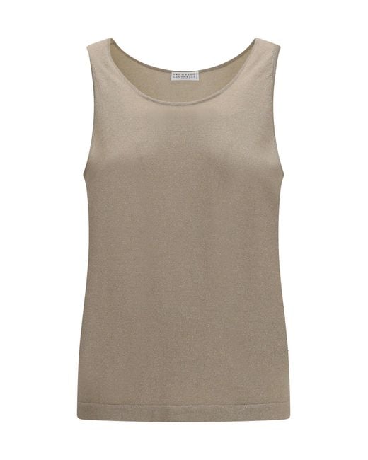 Brunello Cucinelli Natural Tank Top Luminous Knit