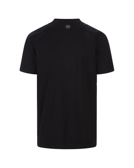 Philipp Plein Black T-Shirt With Crystals Skull for men
