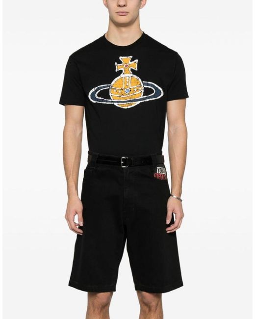 Vivienne Westwood Black Time Machine Orb Logo T-Shirt Clothing Polo & T-Shirts for men