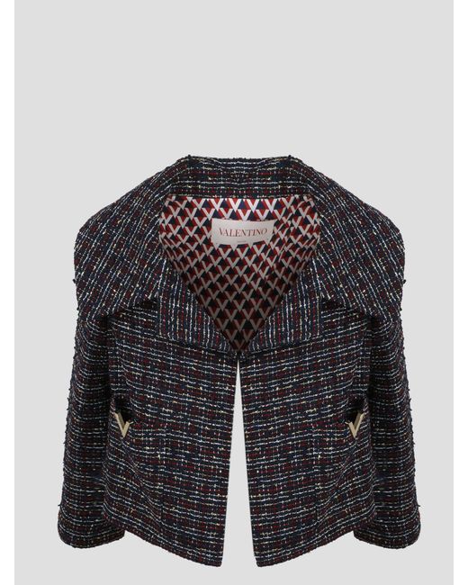 Valentino Cotton Tweed Jacket in Blue Lyst