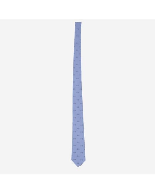 Gucci Blue Silk Tie Morsetto Print Ties & Bow for men