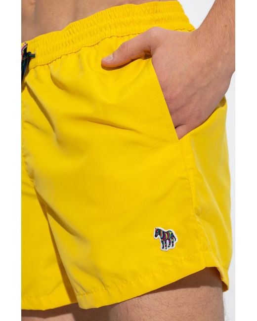 Paul Smith Yellow Swimming Shorts With Patch for men