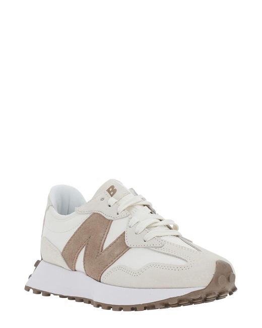 New Balance White Sneakers 327 Tech Fabric Trainers