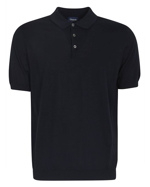 Drumohr Black Short-Sleeved Polo Shirt for men