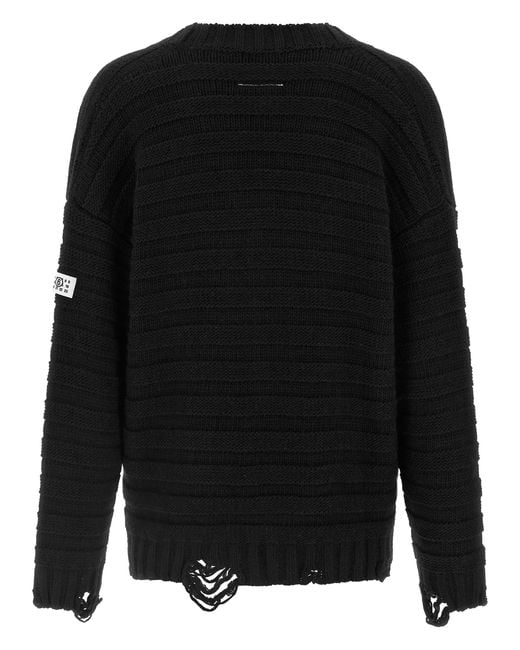 MM6 by Maison Margiela Black Virgin Wool Cardigan Clothing for men