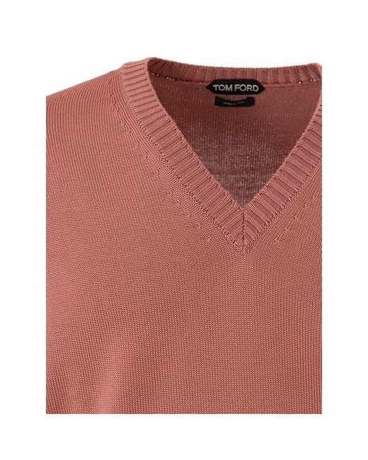 Tom Ford Pink Vneck Sweater for men