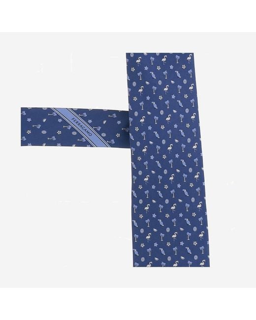 Ferragamo Blue Silk Tie Ties & Bow for men