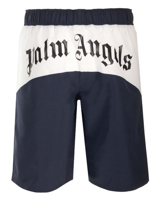 Palm Angels Blue Overlogo Swimshorts for men