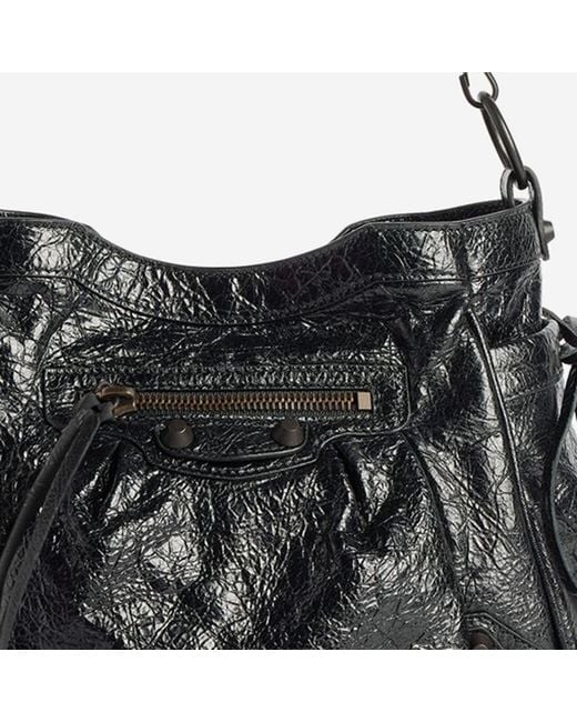 Balenciaga Black Bucket Bag Le City Leather Domesticated Lamb Shoulder