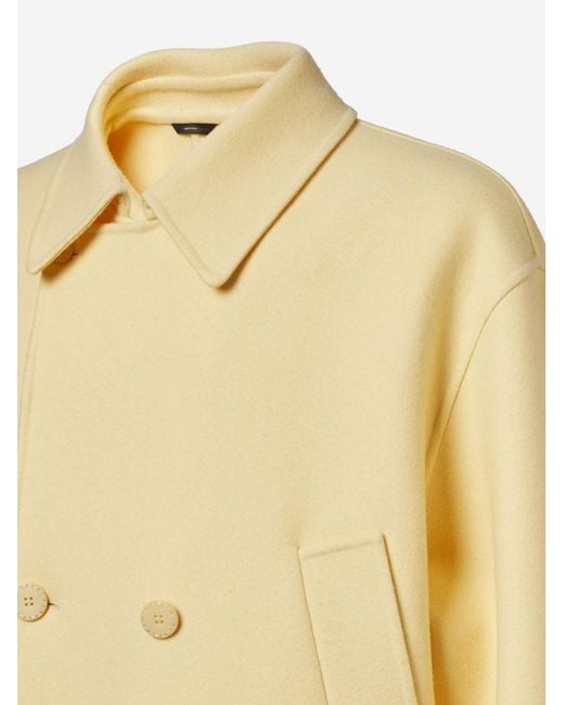 Fendi Yellow Wool Coat for men