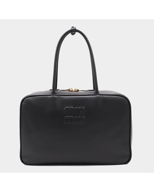 Miu Miu Black Leather Beau Top Handle Bag